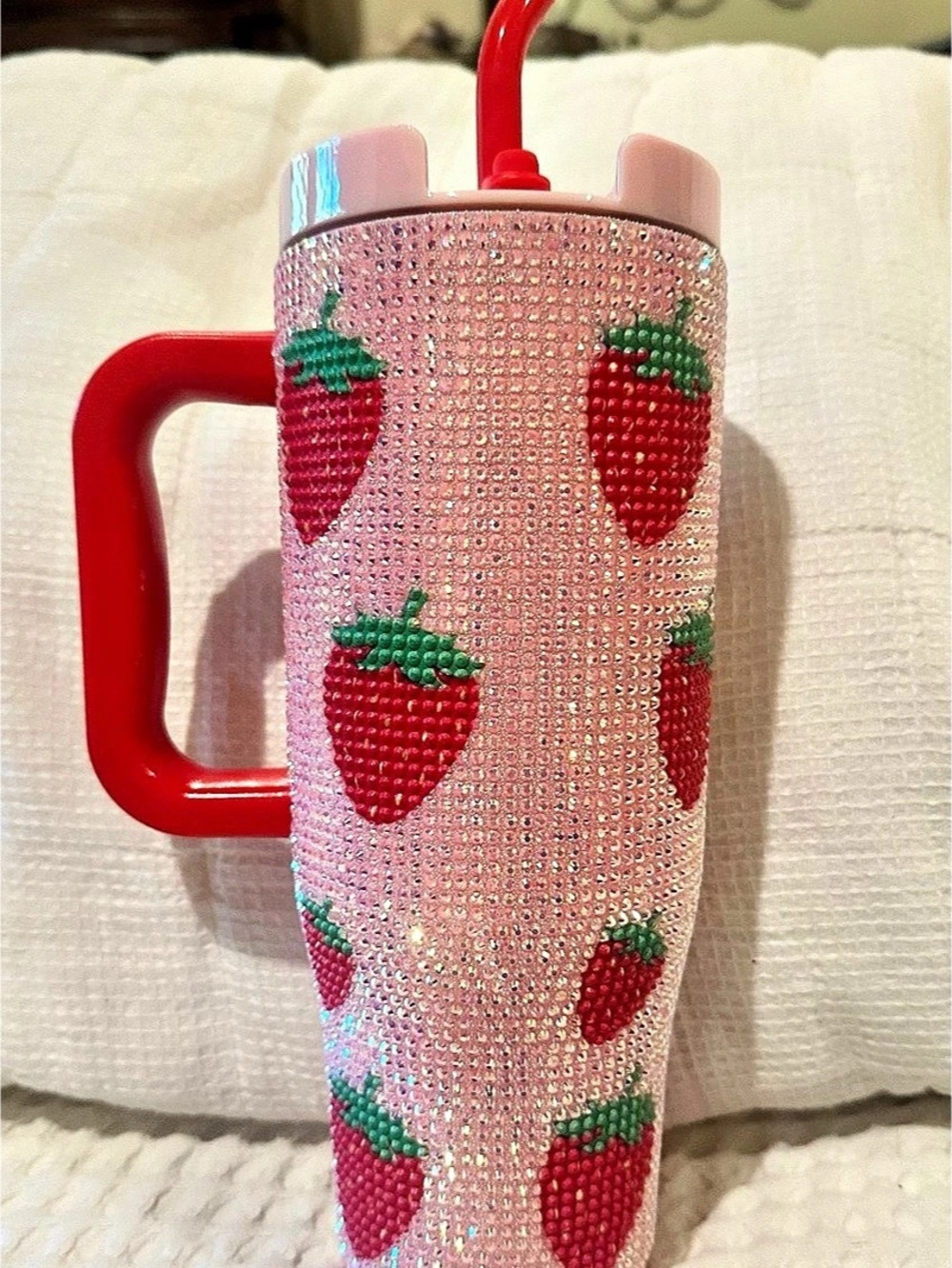 NWT - Simply Southern Tumbler 40 Rhinestone Berry Pink Rhinestone Strawberry